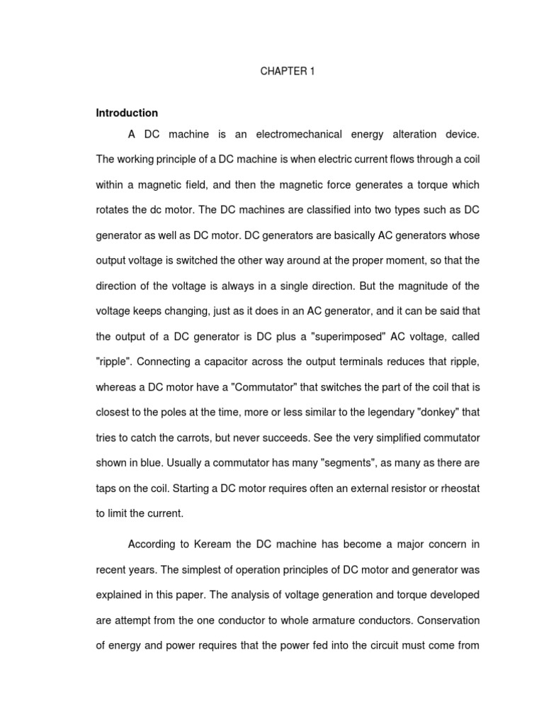 CHAPTER 1 On Case Study | PDF | Electric Motor | Electric Generator