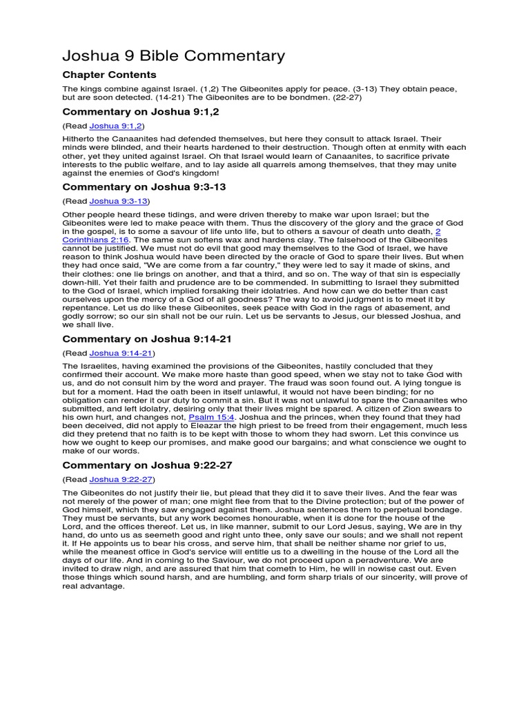 Joshua 9 Commentary: Gibeonites' Deception | PDF | Joshua | Jesus