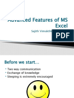 Advanced Features of MS Excel: Sajith Vimukthi Weerakoon