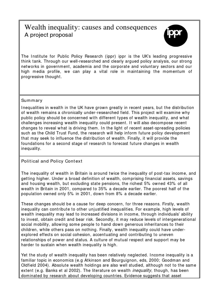 Poverty Proposed Research On Wealth Inequality | PDF | Economic ...