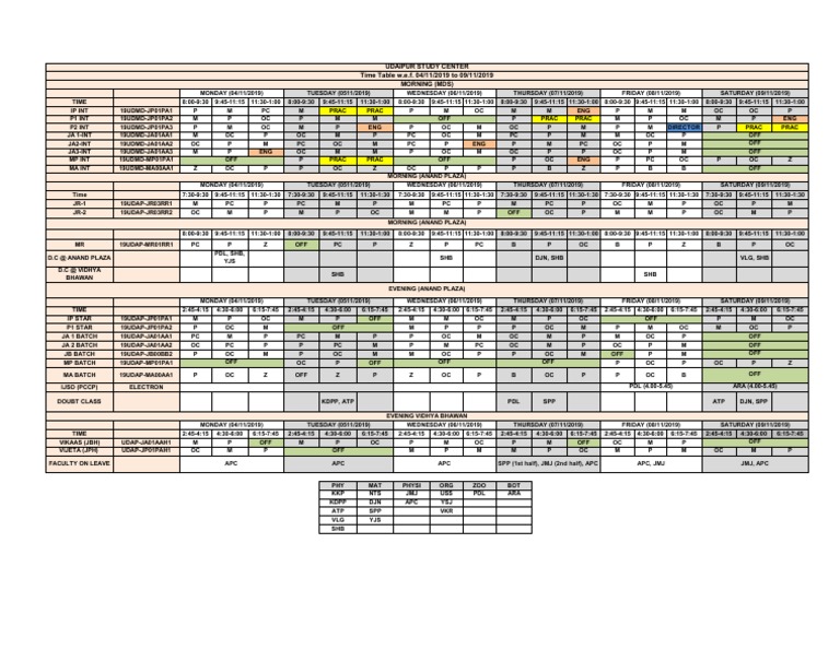 Timetable | PDF