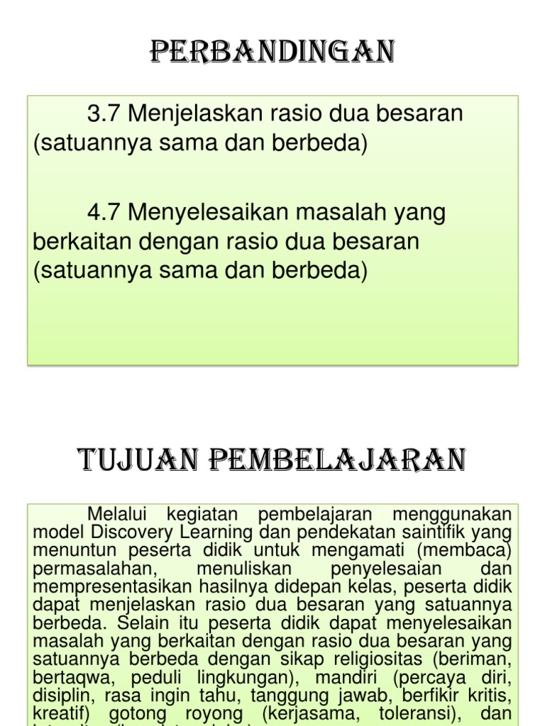 Perbandingan 3 7 Menjelaskan Rasio Dua Besaran Satuannya Sama Dan Berbeda