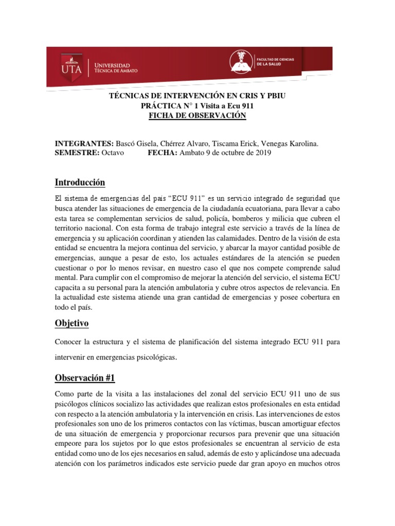 PBIU ECU911 Completo | PDF | Salud mental | Sicología