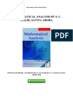 Download Mathematical Analysis by S.C. Malik and Savita Arora PDF