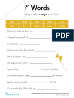 Long "I" Words: Complete Each Sentence With A Long I Word From The Word Box