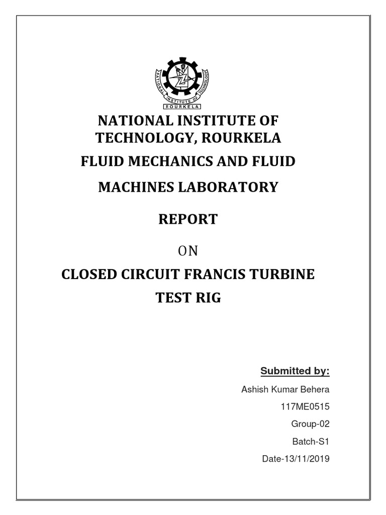 National Institute of Technology, Rourkela Fluid Mechanics and Fluid