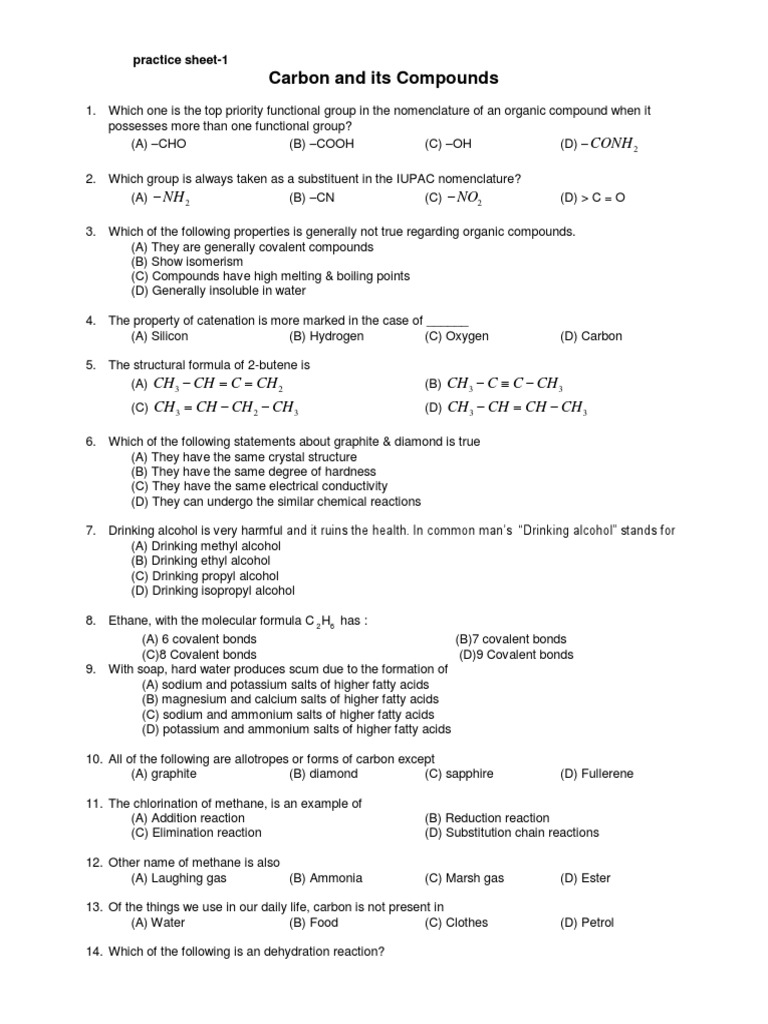 IUPAC Nomenclature Practice Sheet | PDF | Methyl Group | Carbon