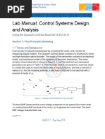 Lab Manual: Control Systems Design and Analysis: Using The Quanser Controls Board For NI ELVIS III