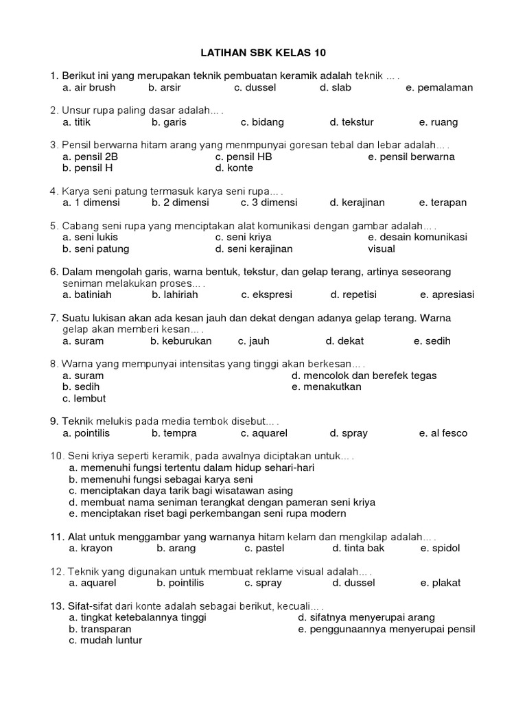 Sg Sbk Sma 10 2 Soal Docx