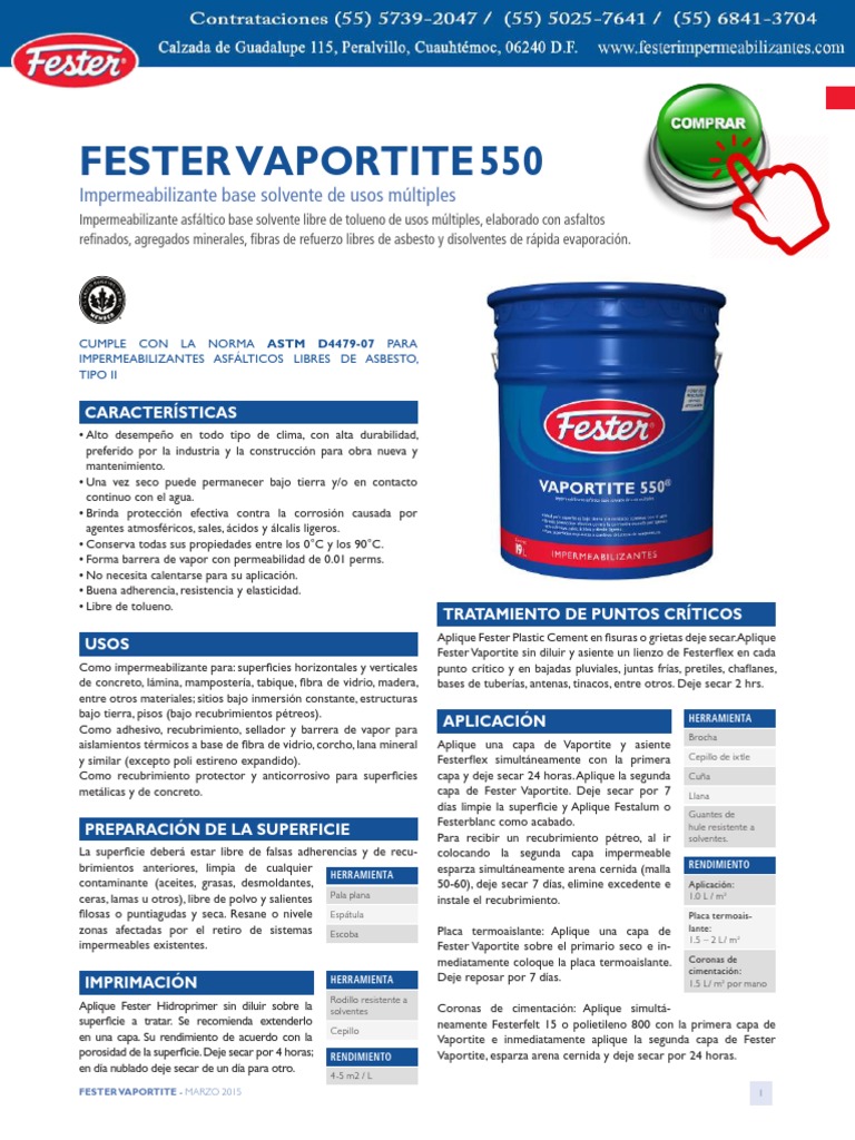 Impermeabilizante multifunción Fester Vaportite 550 | PDF | Hormigón ...
