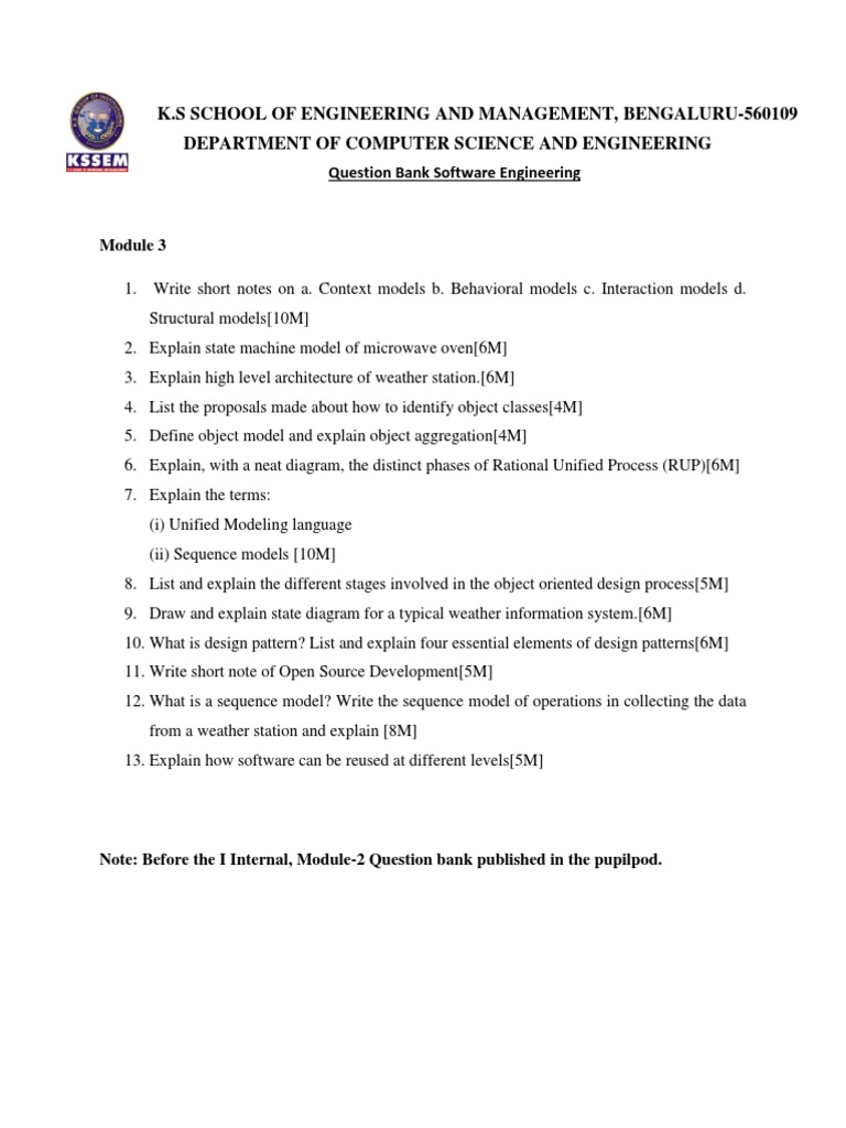 Software Engineering Question Bank | PDF | Computers
