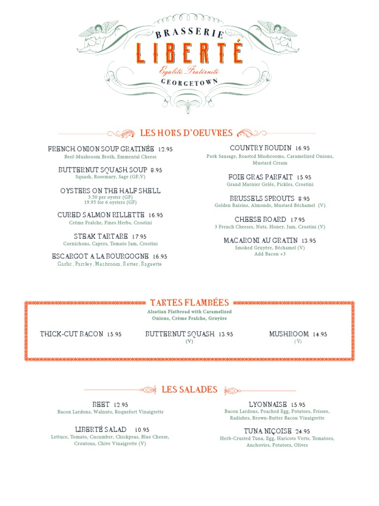Liberté Restaurant Menu Highlights | PDF | French Fries | Hamburgers