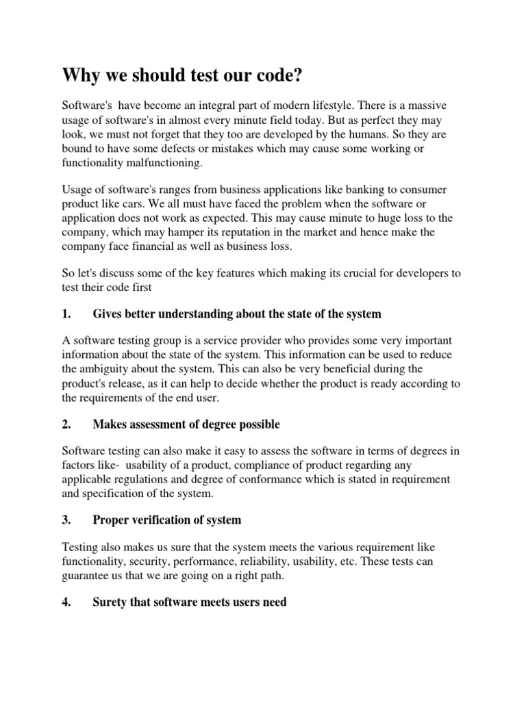 Importance of Software Testing Benefits | PDF | Software Testing ...