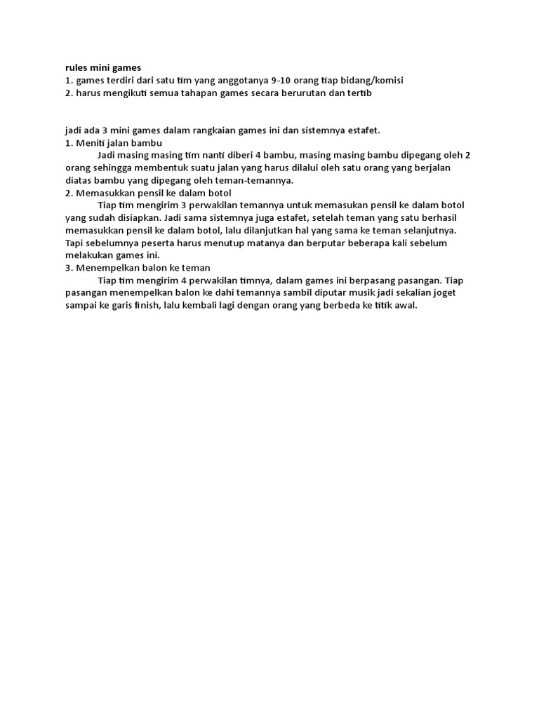 Rules Mini Games | PDF