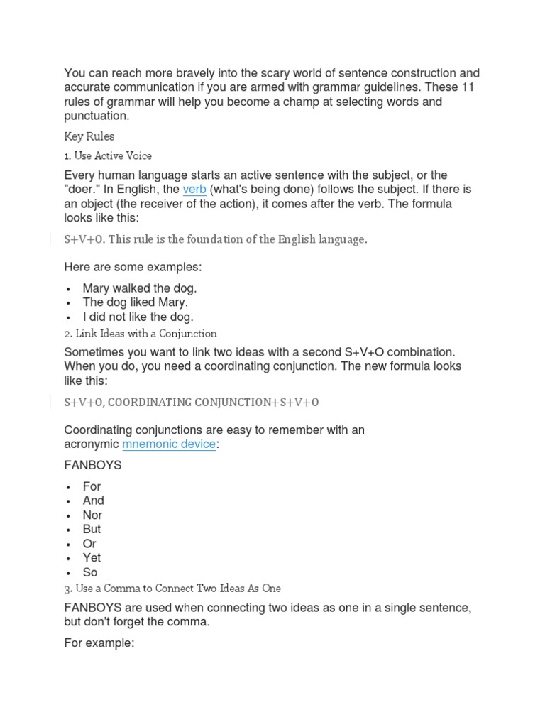 Grammar Rules for English Learners | PDF | Comma | Grammatical Tense
