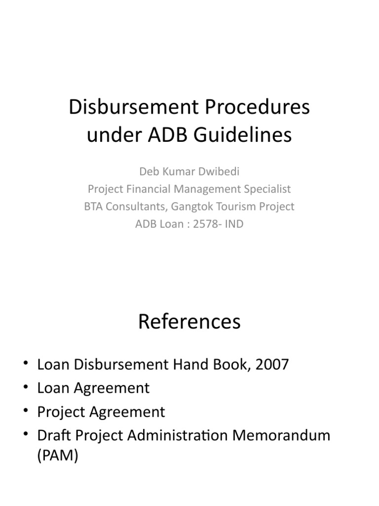 Disbursement Procedures Under ADB Guidelines | PDF | Loans | Taxes