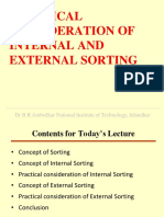 Practical Consideration of Internal Sorting and External 