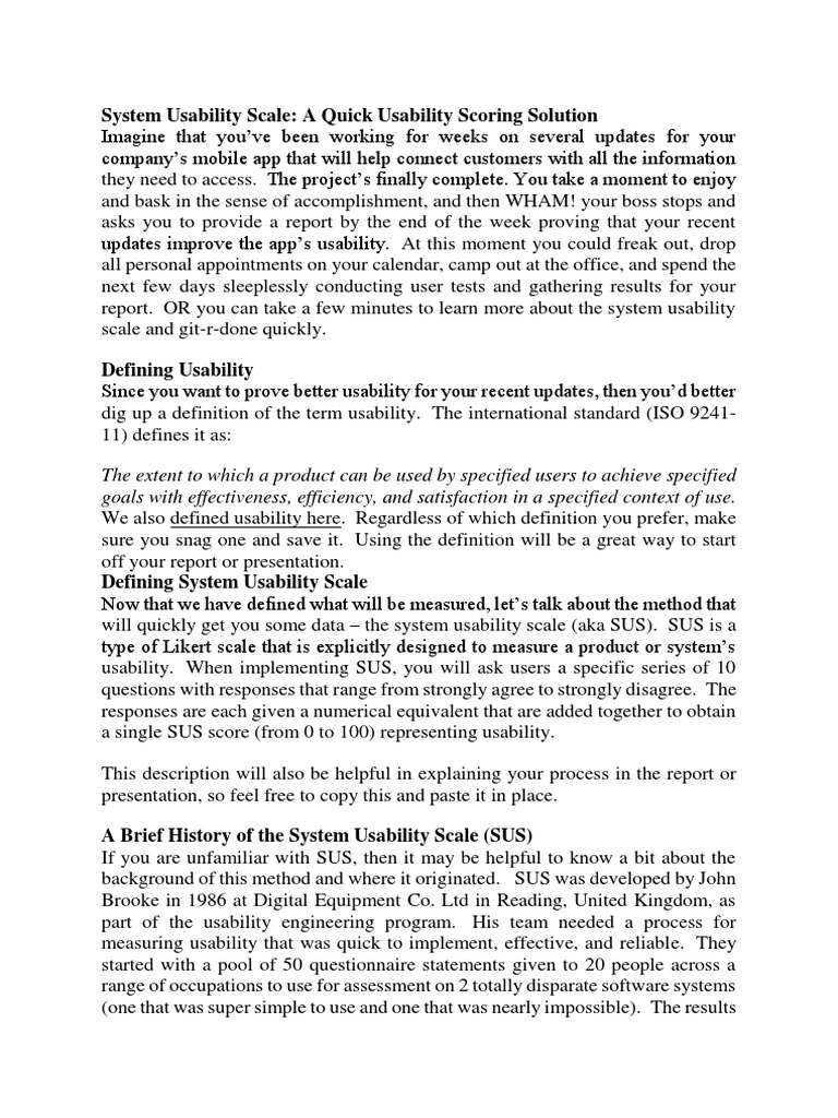 System Usability Scale Overview | PDF | Usability | Cognition