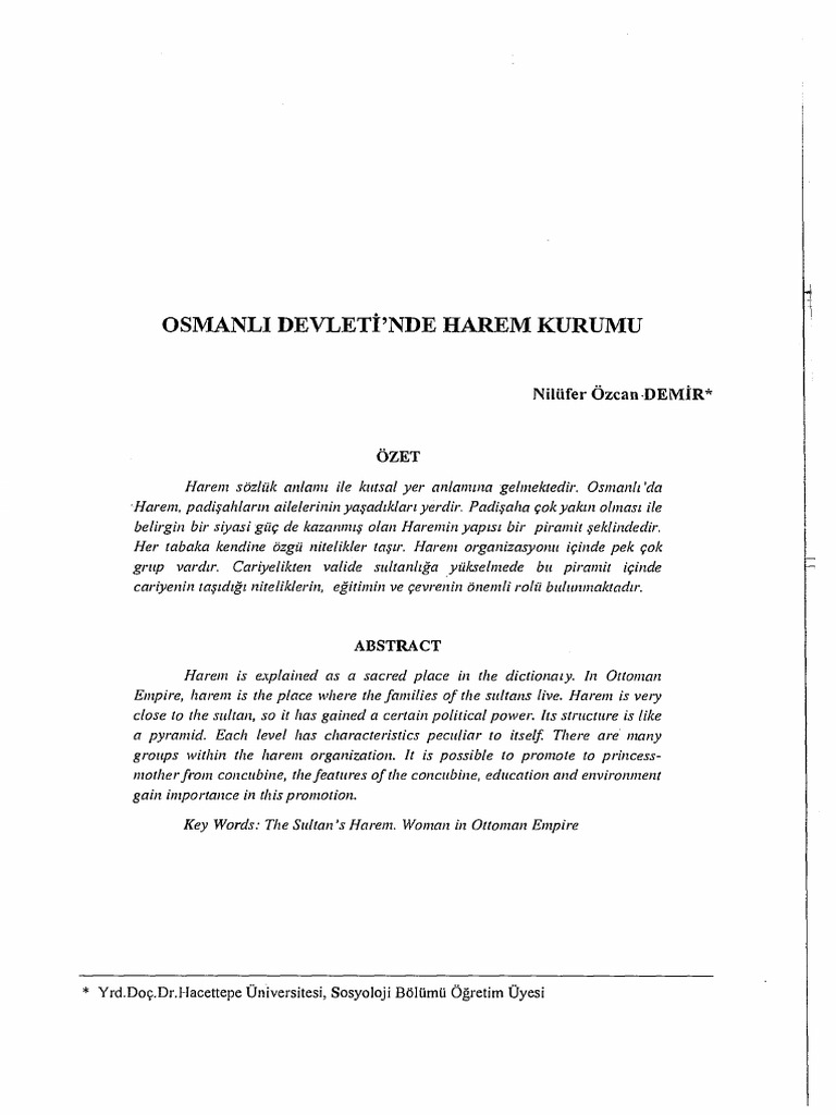 Osmanl - Devletinde Harem Kurumu (#118987) - 101029 PDF | PDF