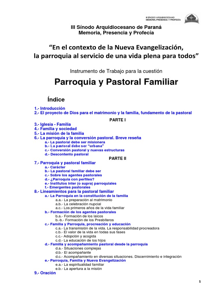 Pastoral Familiar | PDF | Iglesia Católica | Amor