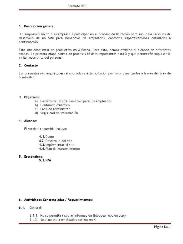 Formato - de - RFP Rev | PDF | Internet | Informática