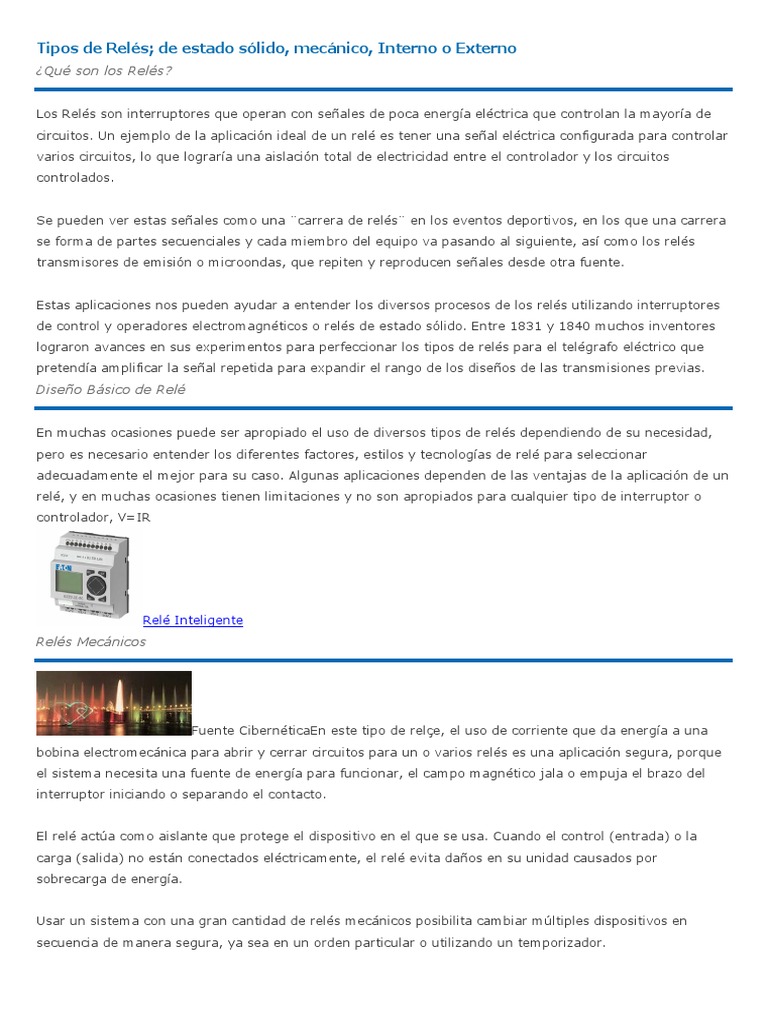 Reles Tipos | PDF | Relé | Electromagnetismo
