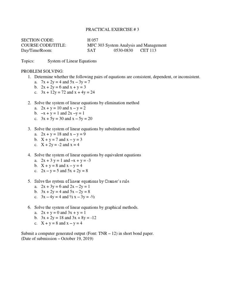 Practical Exercises 3 System Analysis