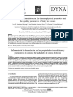 Influence of the formulation on the thermophysical properties and  the quality parameters of dairy ice cream