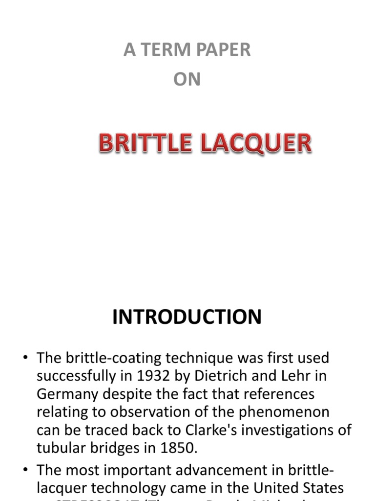 The BrittleCoating Technique Was First Used Successfully in PDF