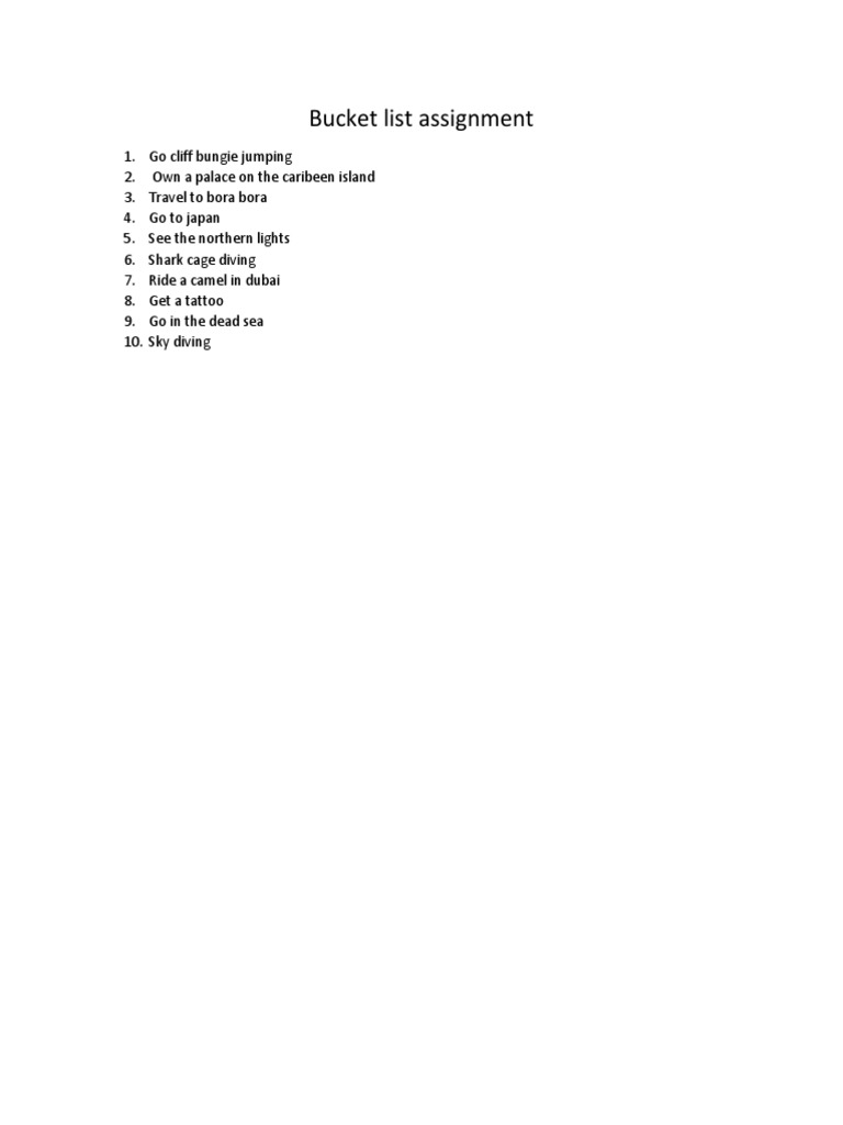 Bucket List Assignment
