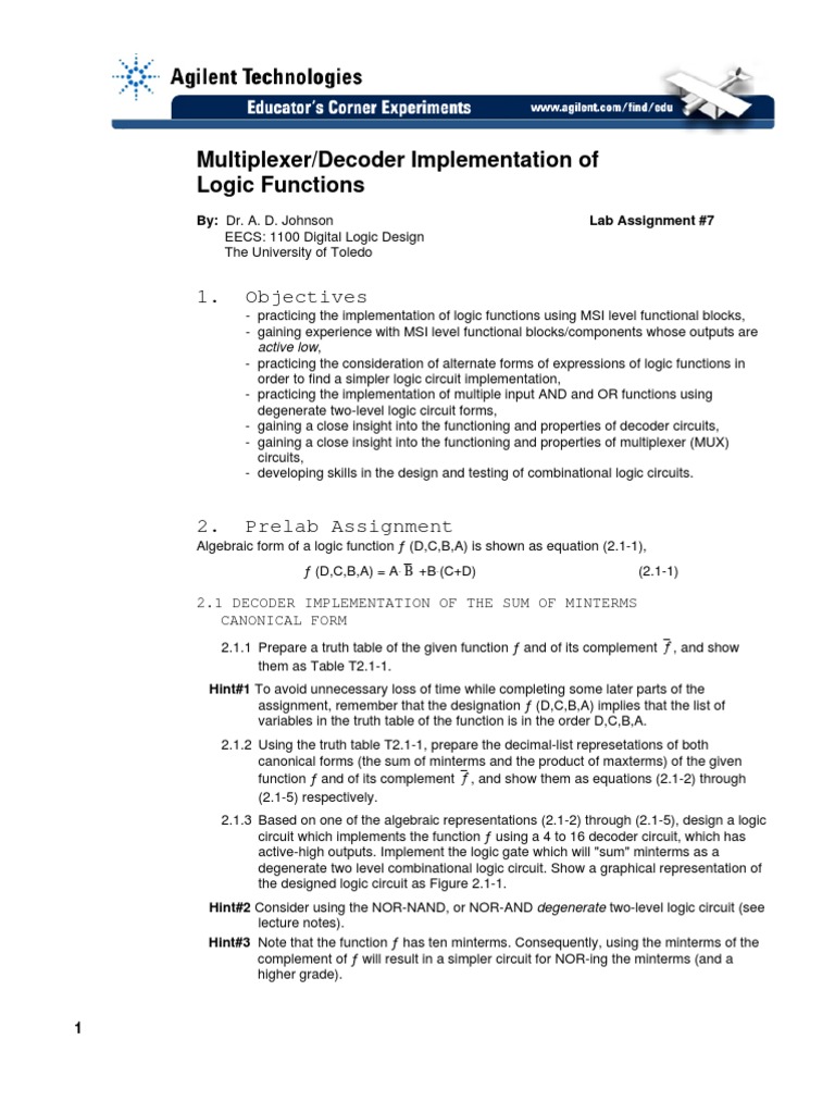 Logic Functions with MUX and Decoder | PDF | Teaching Methods ...