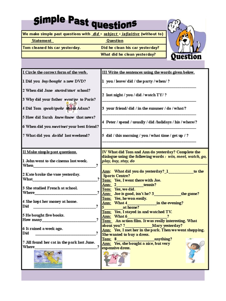 Simple Past Question Exercises | PDF | Language Arts & Discipline