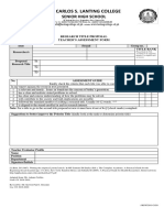 Research Title Proposal Teachers Assessment Form