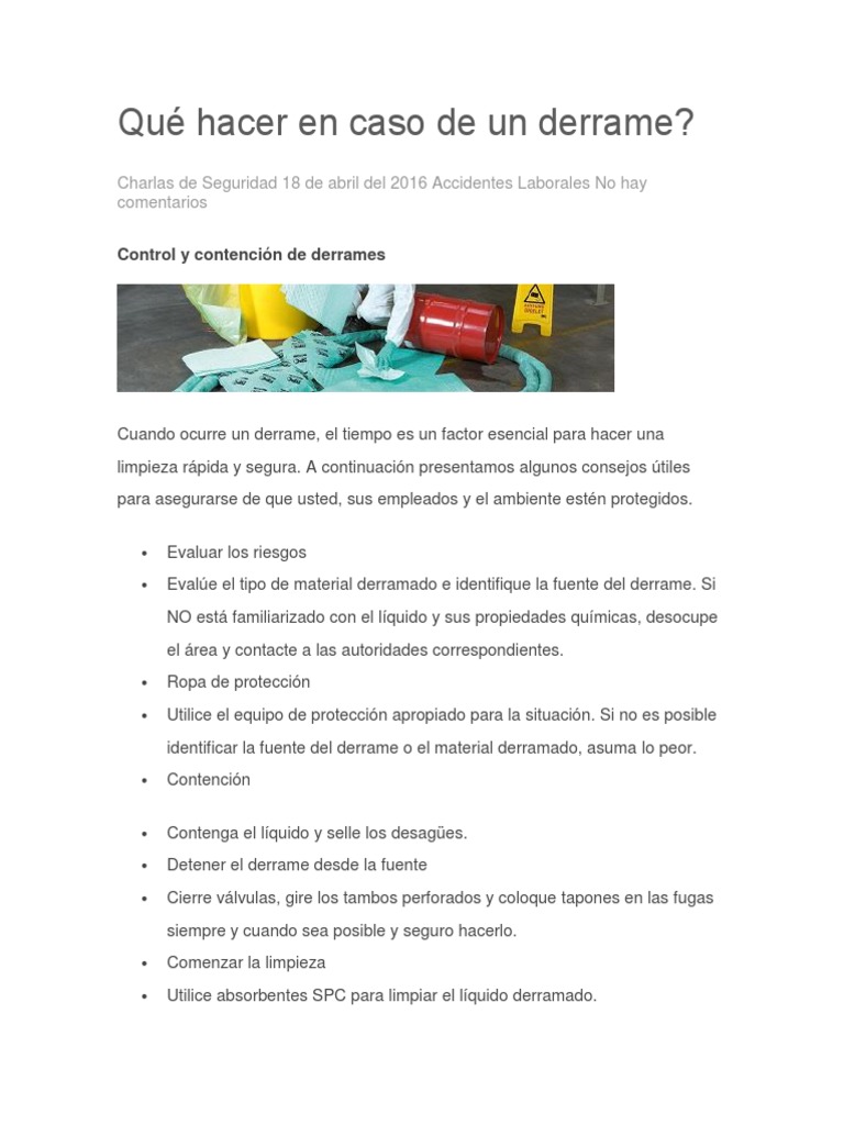 Que Hacer en Caso de Un Derrame | PDF
