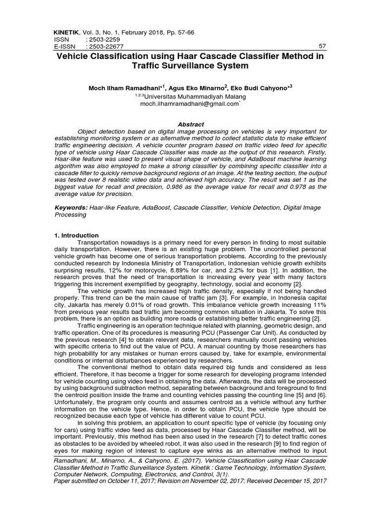 Vehicle Classification Using Haar Cascade Classifi | PDF ...
