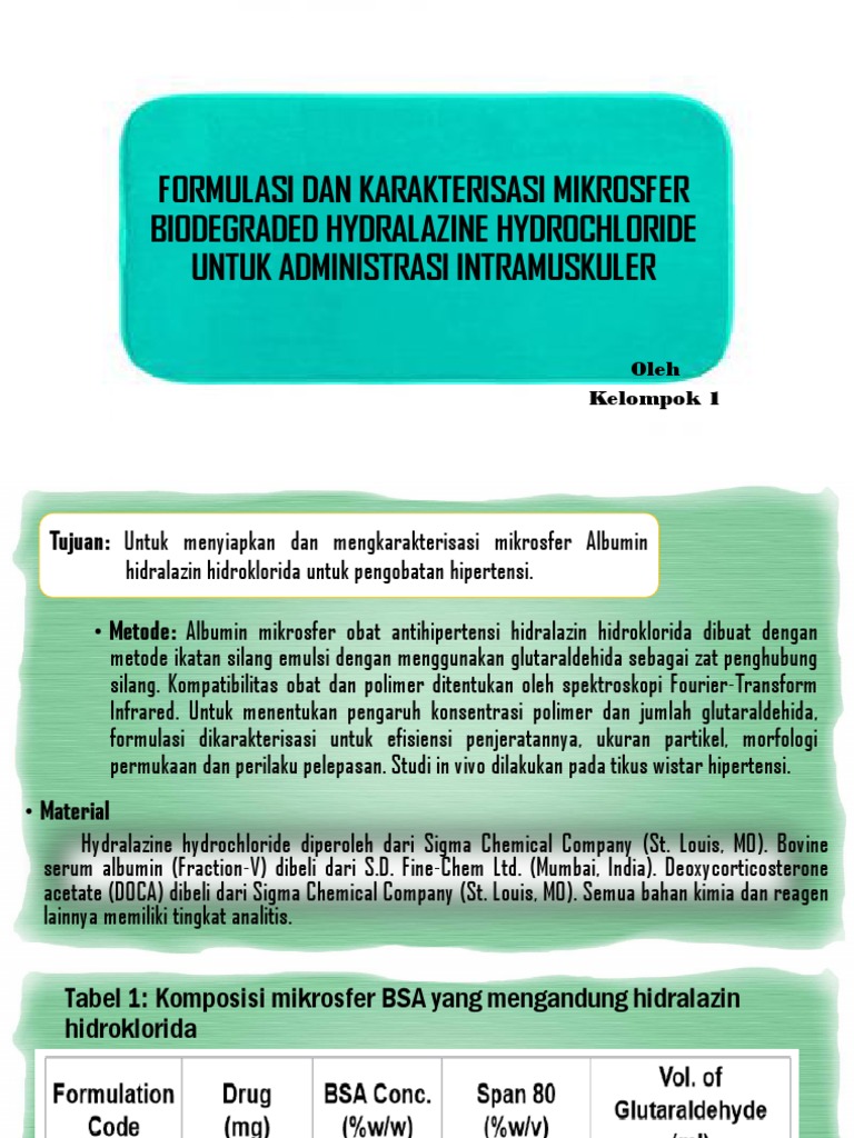 Mikrosfer Biodegradable Hidralazin untuk Hipertensi | PDF