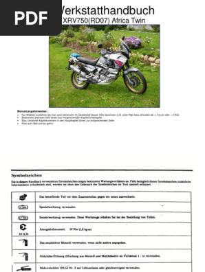 Werkstatthandbuch Honda Africa Twin Xrv750 Rd07 Modell 93 | PDF