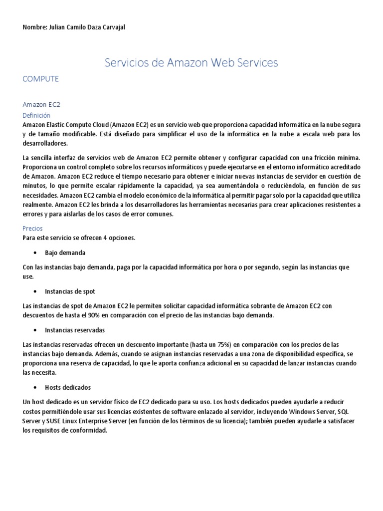 Servicios Principales de Amazon AWS | PDF | Servicios web de Amazon ...