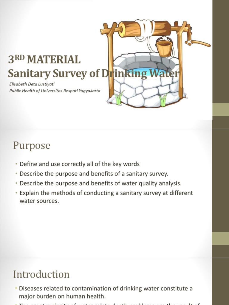 Sanitary Surveys & Water Quality Analysis PDF Water Pollution