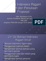Bahasa Indonesia Ragam Ilmiah Dan Penulisan Proposal PDF