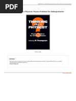 Thinking Like A Physicist, Physics Problems For Undergraduates Thinking Like A Physicist, Physics Problems For Undergraduates