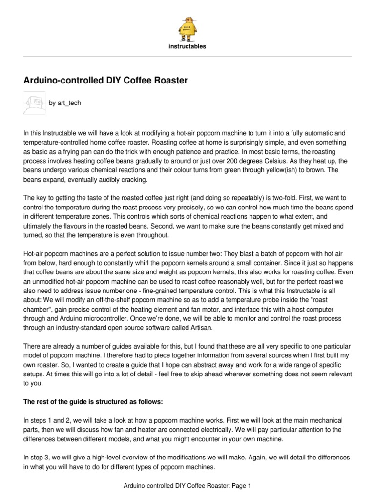Arduino Controlled DIY Coffee Roaster PDF | PDF | Rectifier | Printed