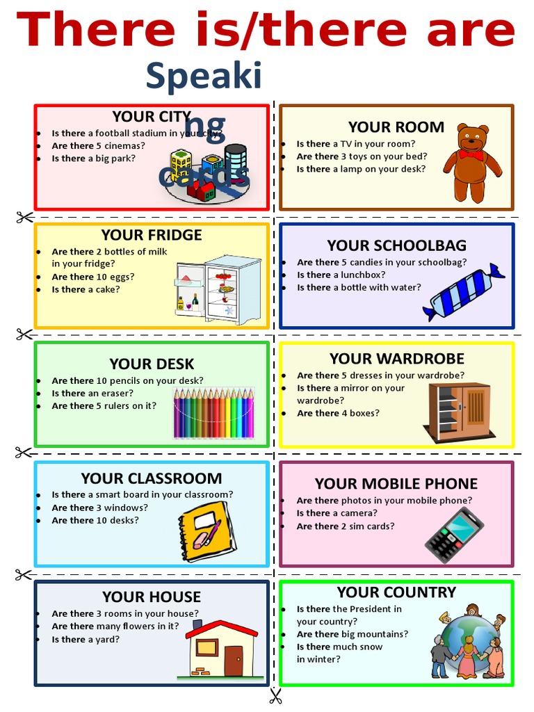 There Isthere Are Speaking Cards CLT Communicative Language Teaching ...