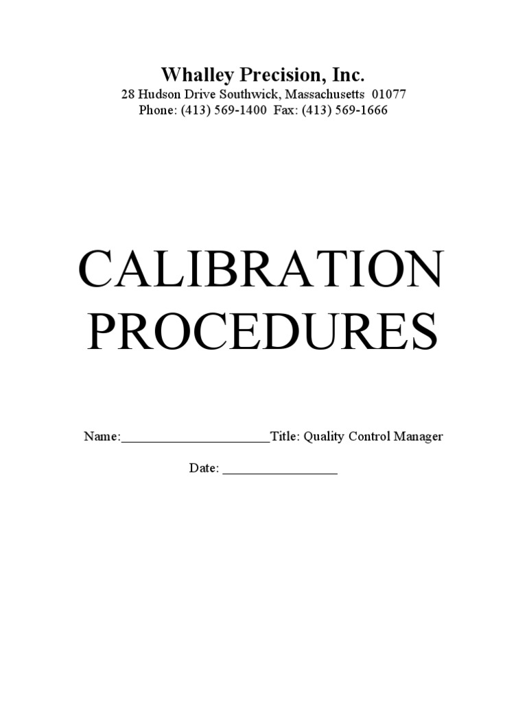 Calibration Procedures for Inspection Tools | PDF | Calibration ...