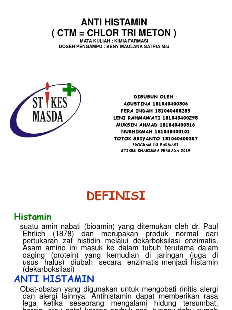 Mekanisme dan Dosis CTM Antihistamin | PDF | Pengembangan Diri ...