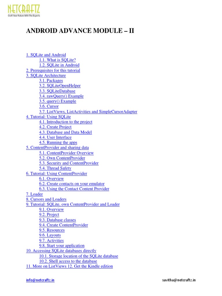 Android Advance Module - Ii: Info@netcraftz - in | PDF | Art | Computers