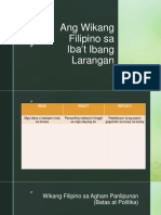 Ang Wikang Filipino Sa Iba't Ibang Larangan