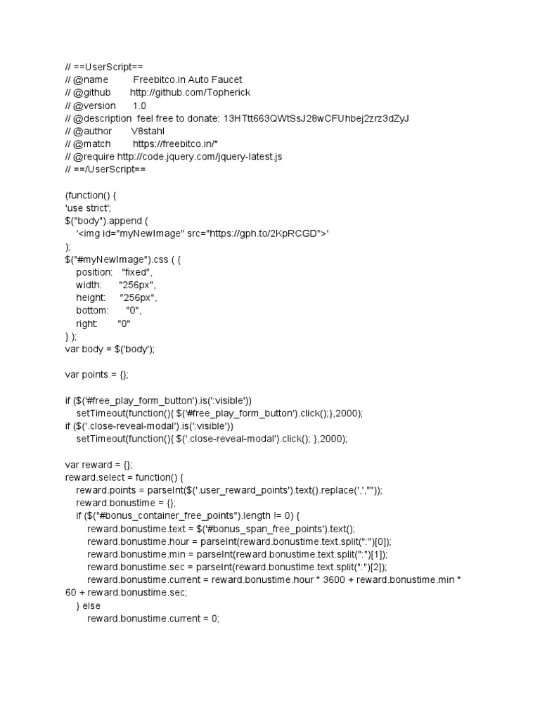 Auto Faucet FreeBitco - in | PDF | Computing And Information Technology