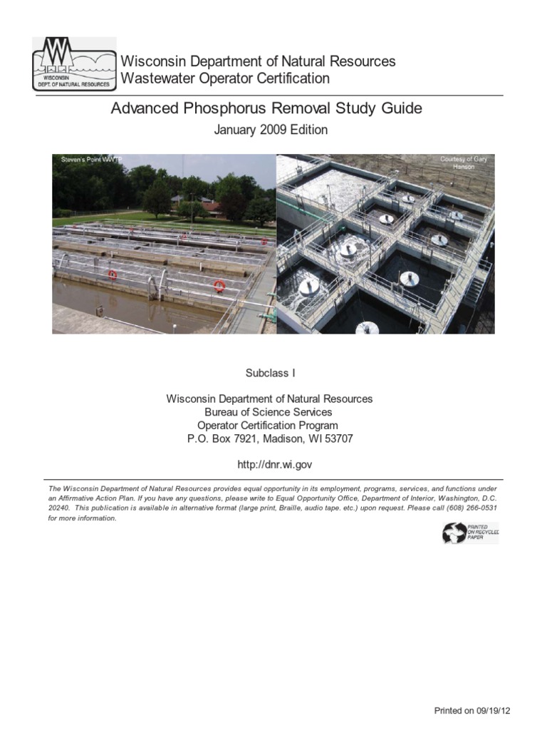 Advanced Phosphorus Removal Study Guide Wisconsin Department of