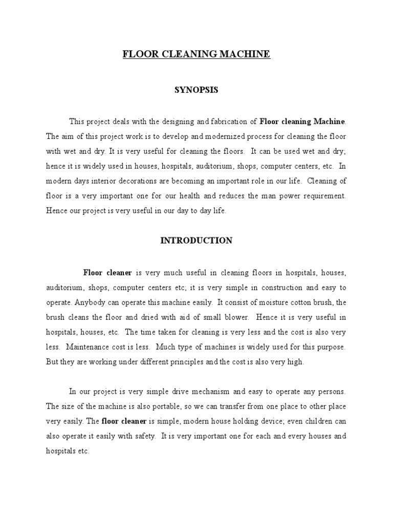 Floor Cleaning Machine Project Report | PDF | Machines | Liquids
